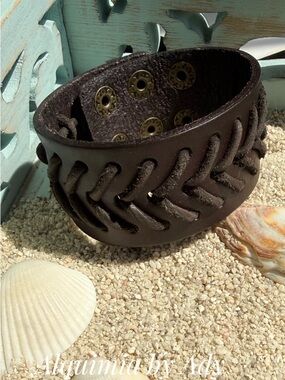 Alquimia Women's Braided Leather Cuff Bracelet - Dark Brown